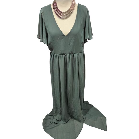 Birdy grey xxl army green formal maxi dress Hannah Empire Dress Eucalyptus - Picture 2 of 11